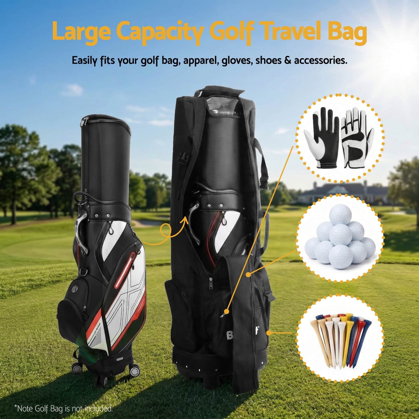 Golf Travel Bag with Wheels Foldable Soft Case 900D Airline Protection - photo 13