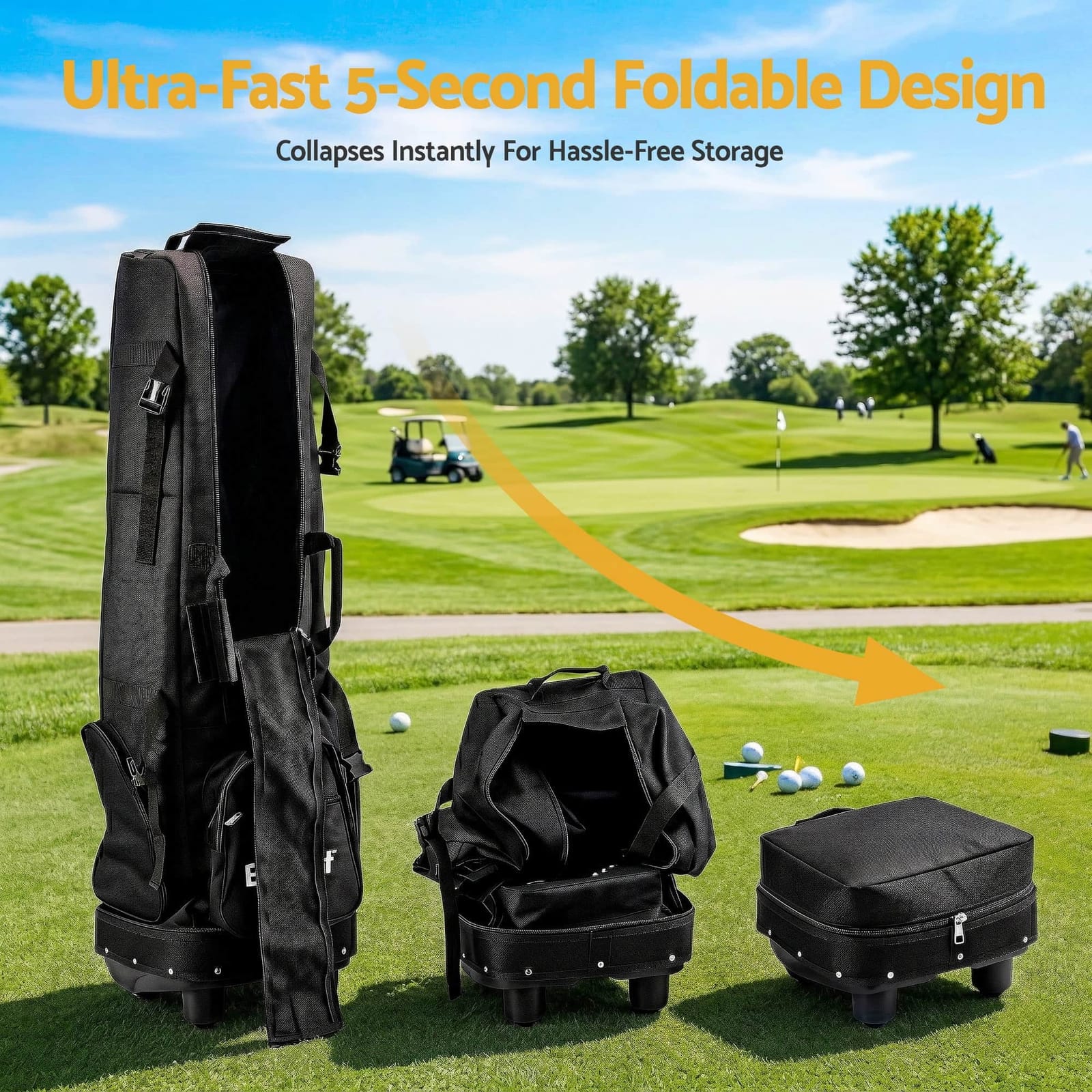 Golf Travel Bag with Wheels Foldable Soft Case 900D Airline Protection - photo 14