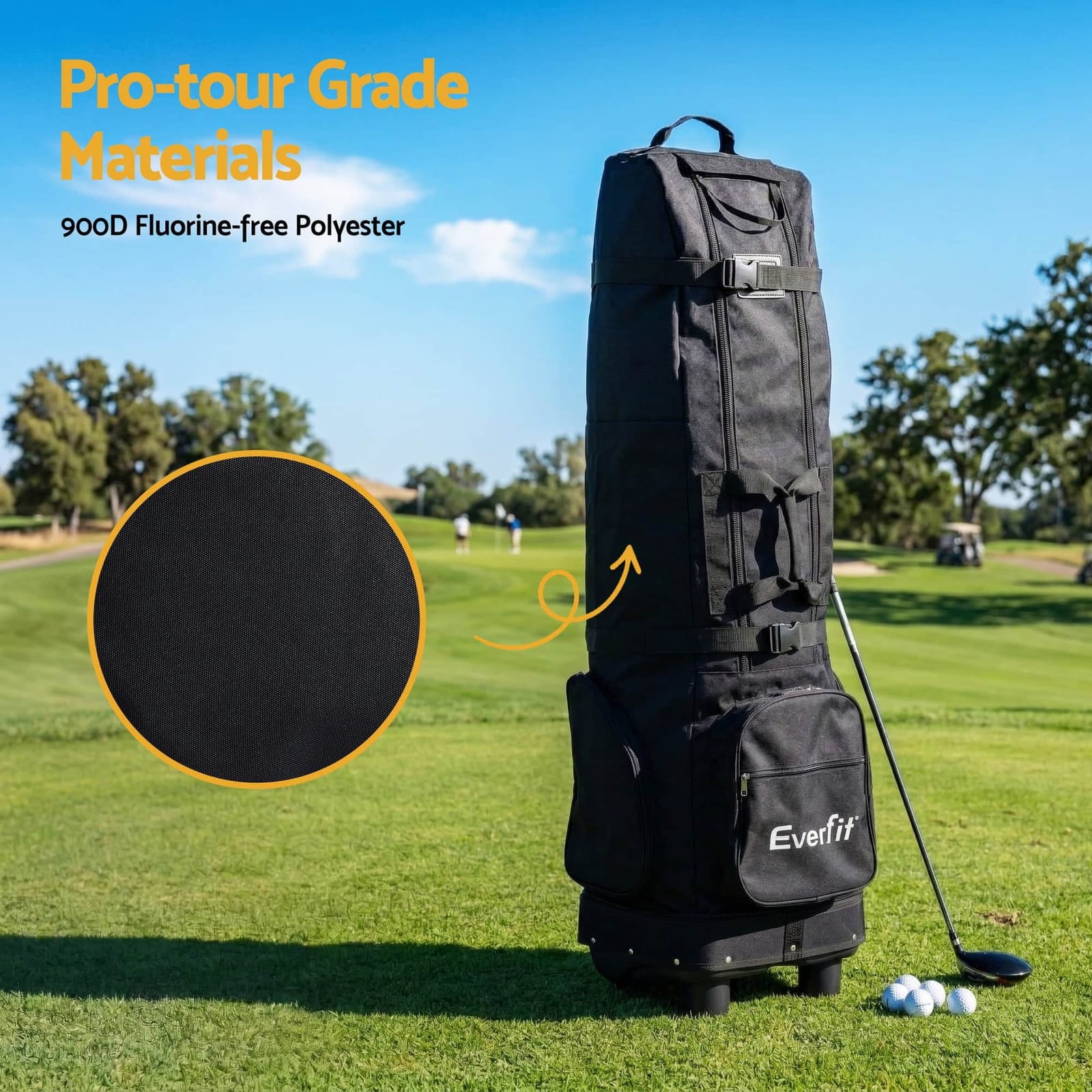 Golf Travel Bag with Wheels Foldable Soft Case 900D Airline Protection - photo 11