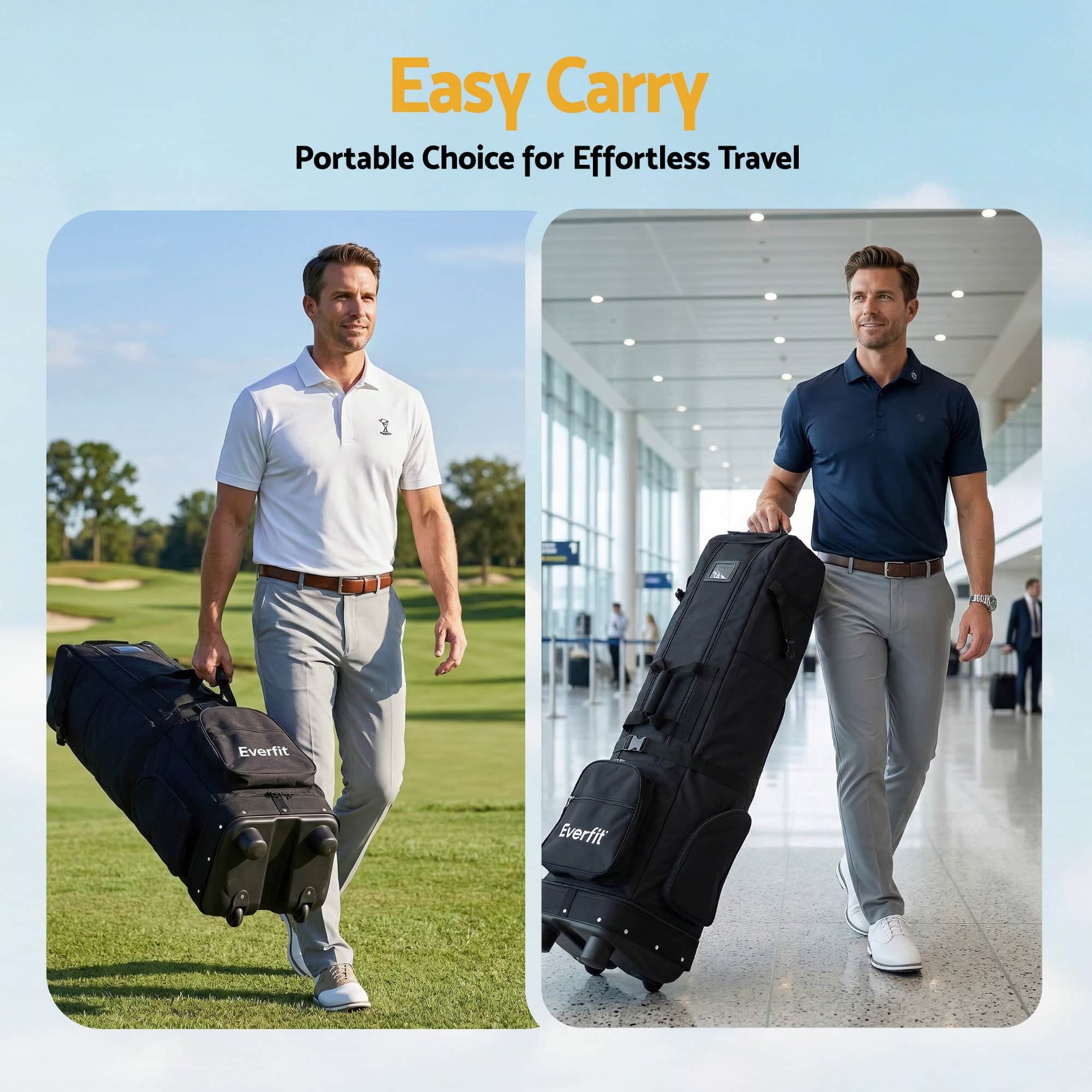 Golf Travel Bag with Wheels Foldable Soft Case 900D Airline Protection
