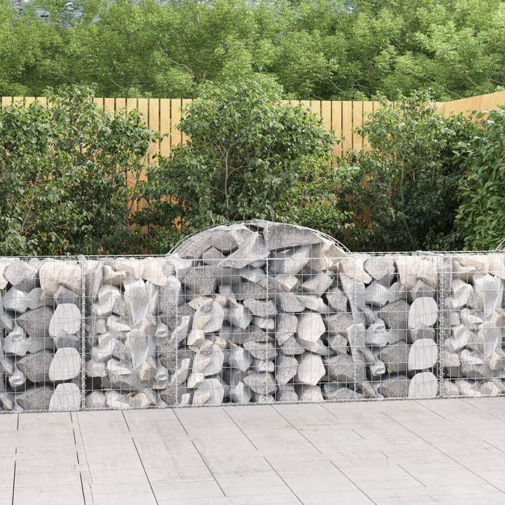 Graceful Arch Gabion Baskets: Pair of Galvanized Iron Garden Sculptures