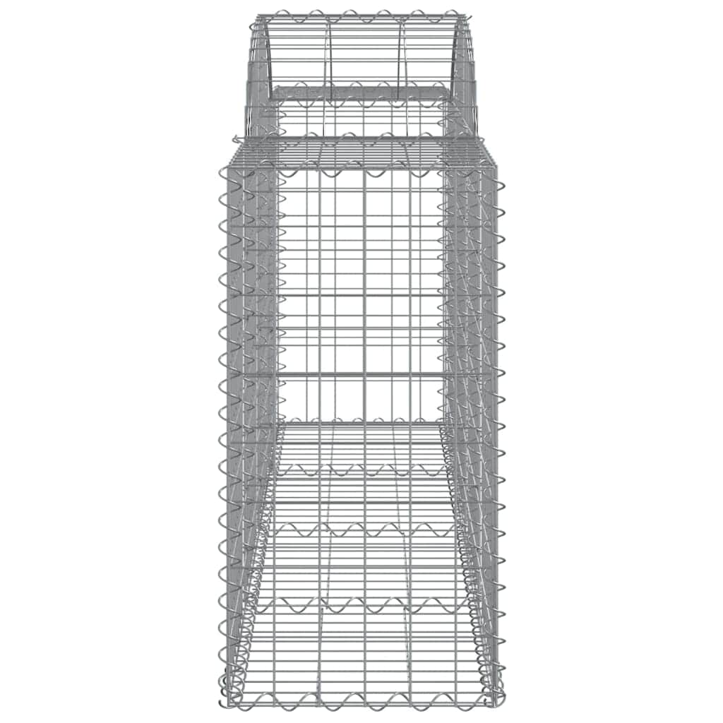 Graceful Arch Gabion Baskets: Pair of Galvanized Iron Garden Sculptures
