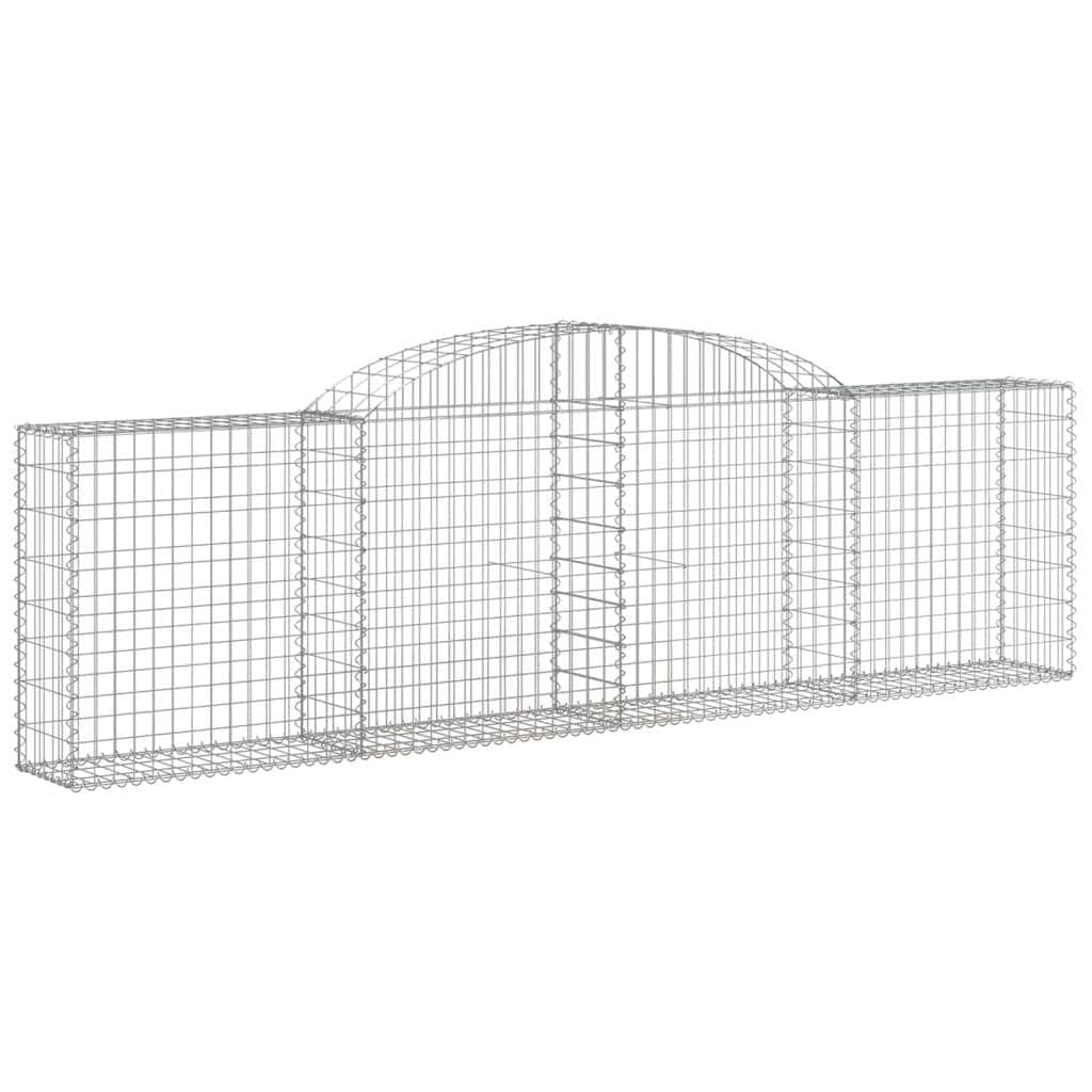 Graceful Arcs: Pair of Galvanized Iron Arched Gabion Baskets