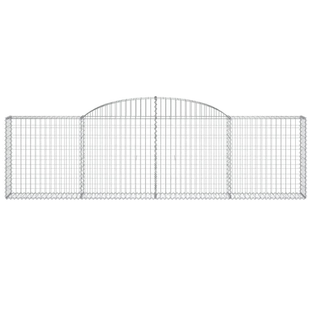 Graceful Arcs: Pair of Galvanized Iron Arched Gabion Baskets