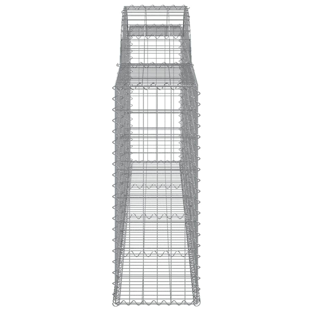 Graceful Arcs: Pair of Galvanized Iron Arched Gabion Baskets