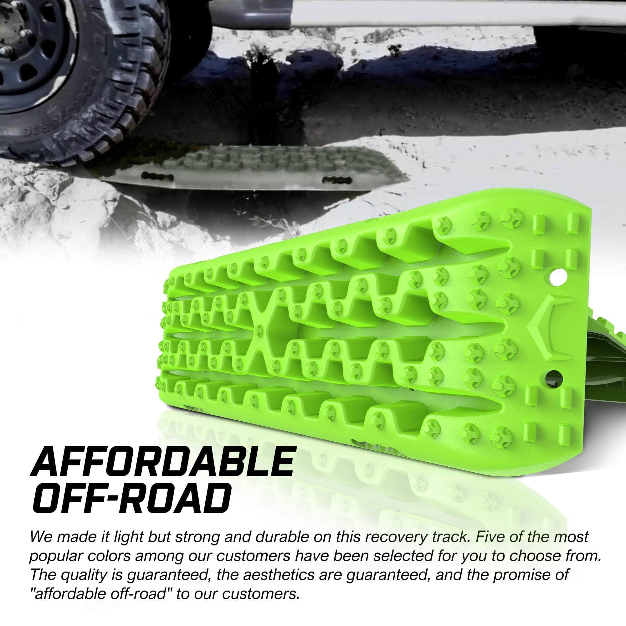 Green 4Wd Snow Tracks Recovery Tracks (2Pcs) With Mounting Bolts