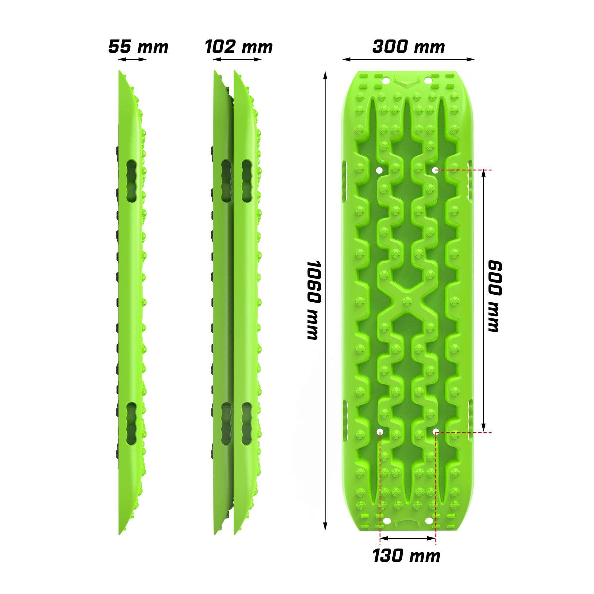 Green 4Wd Snow Tracks Recovery Tracks (2Pcs) With Mounting Bolts