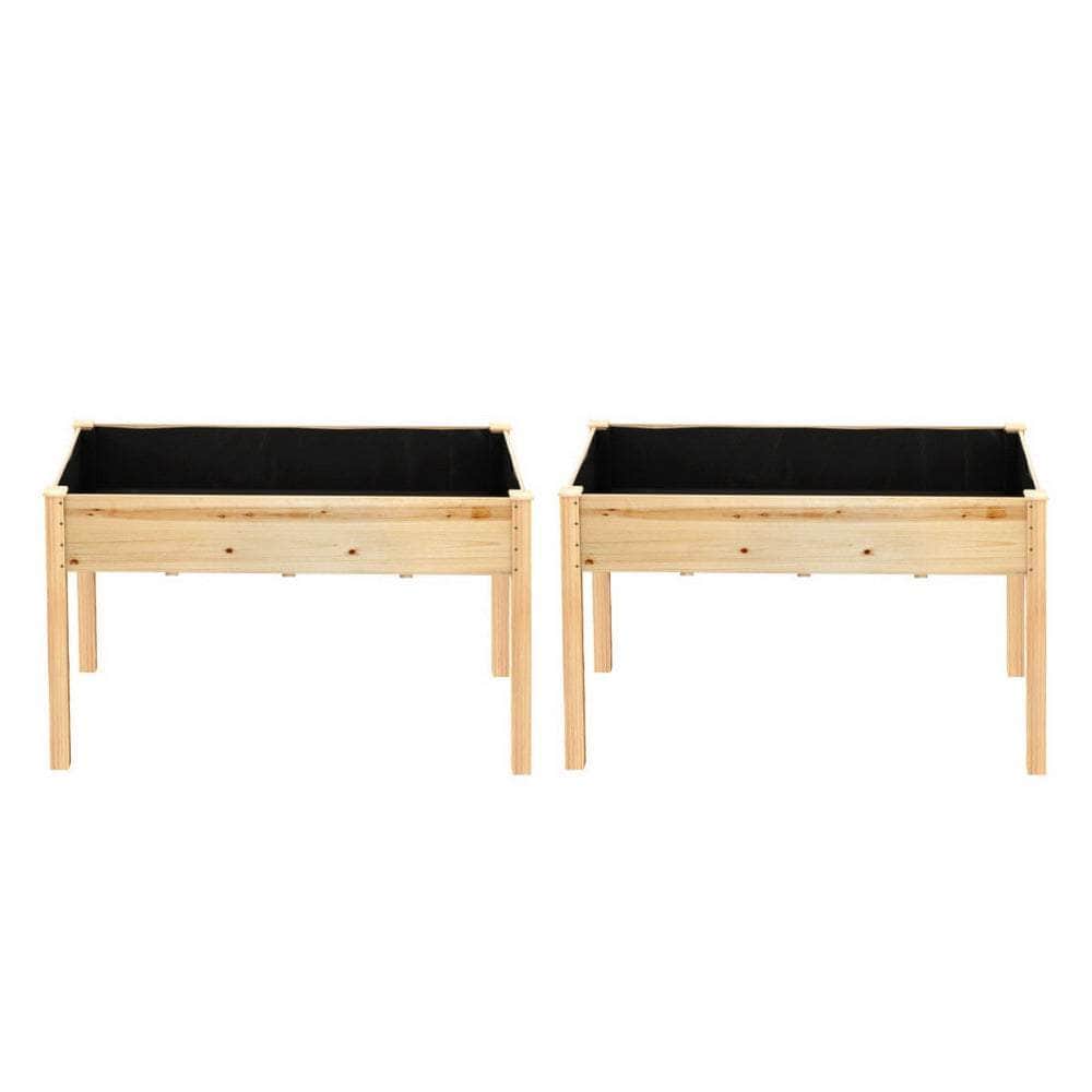 Green Fingers Raised Garden Bed 2x Elevated 120x60x80cm Wooden Planter Box Container