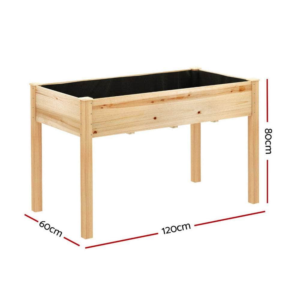 Green Fingers Raised Garden Bed 2x Elevated 120x60x80cm Wooden Planter Box Container