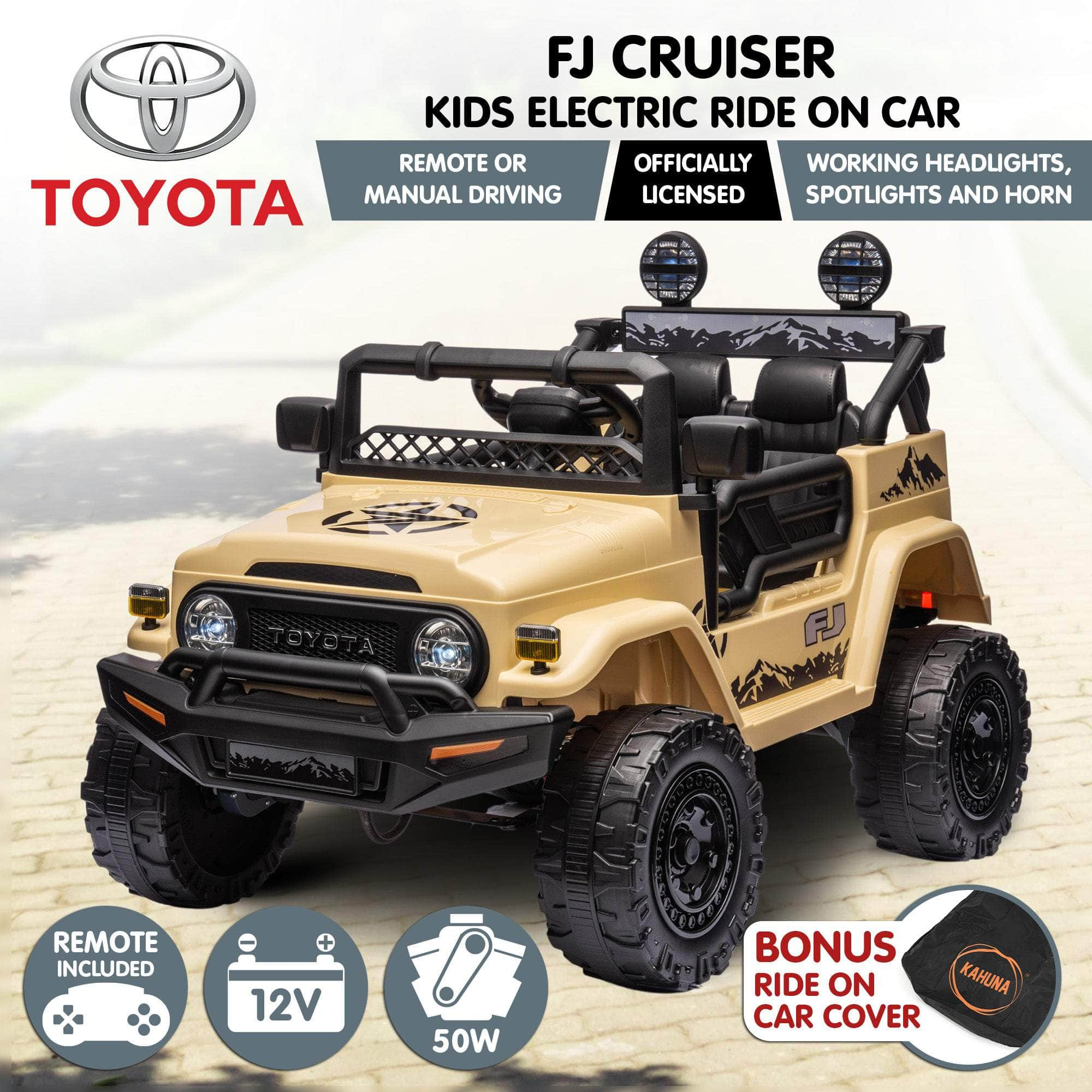 Green/Khaki/White Toyota FJ Cruiser Kids Ride On Car