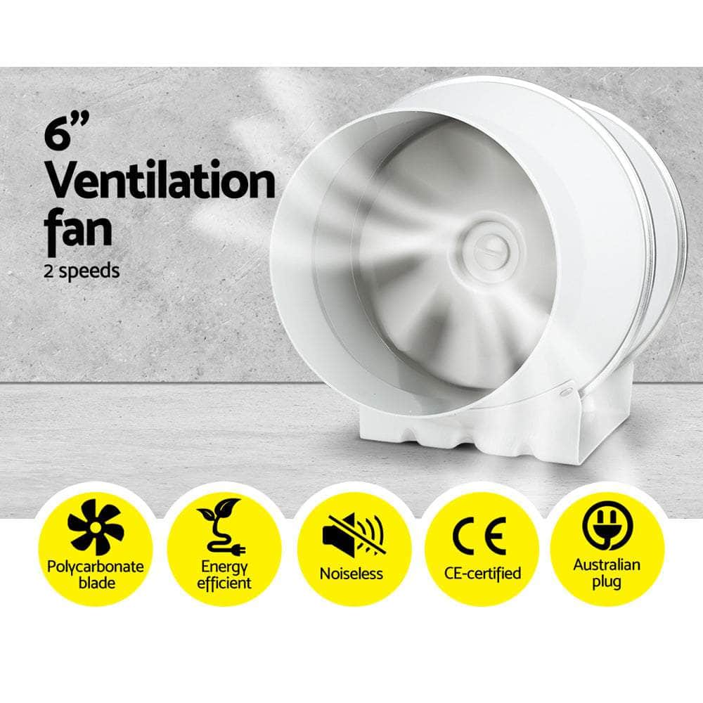 Greenfingers 6" Hydroponics Grow Tent Kit Ventilation Kit Fan Carbon Filter Duct