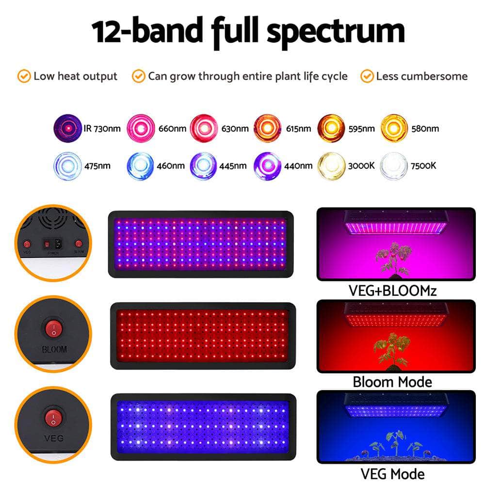 Greenfingers  Set of 2 LED Grow Light Kit Indoor Hydroponic System Full Spectrum,2000W