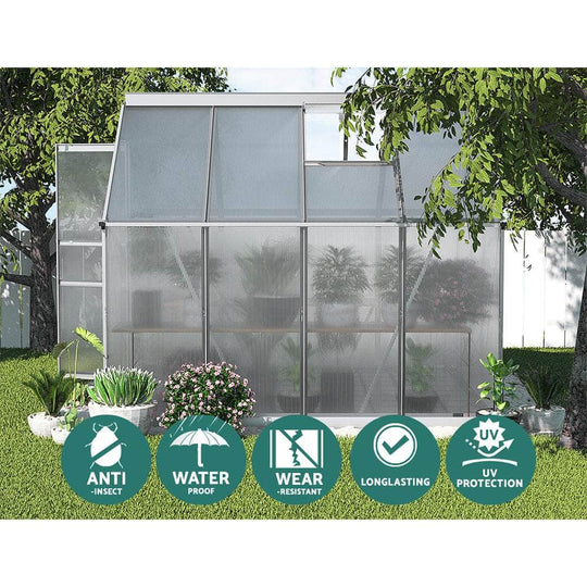 Aluminium Polycarbonate Greenhouse 2.42x1.9x1.95m Shed | Greenhouses & Accessories