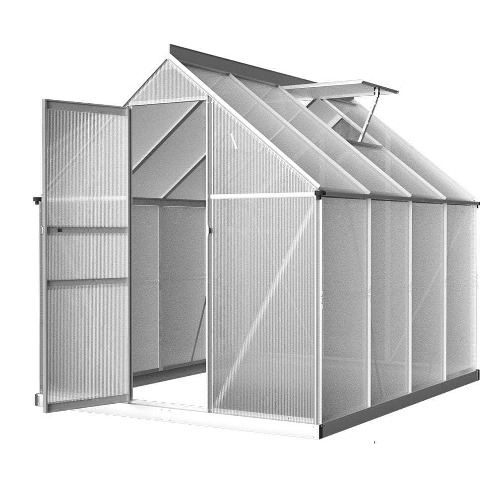 Greenhouse 2.42x1.9x1.95M Aluminium Polycarbonate Green House Garden Shed