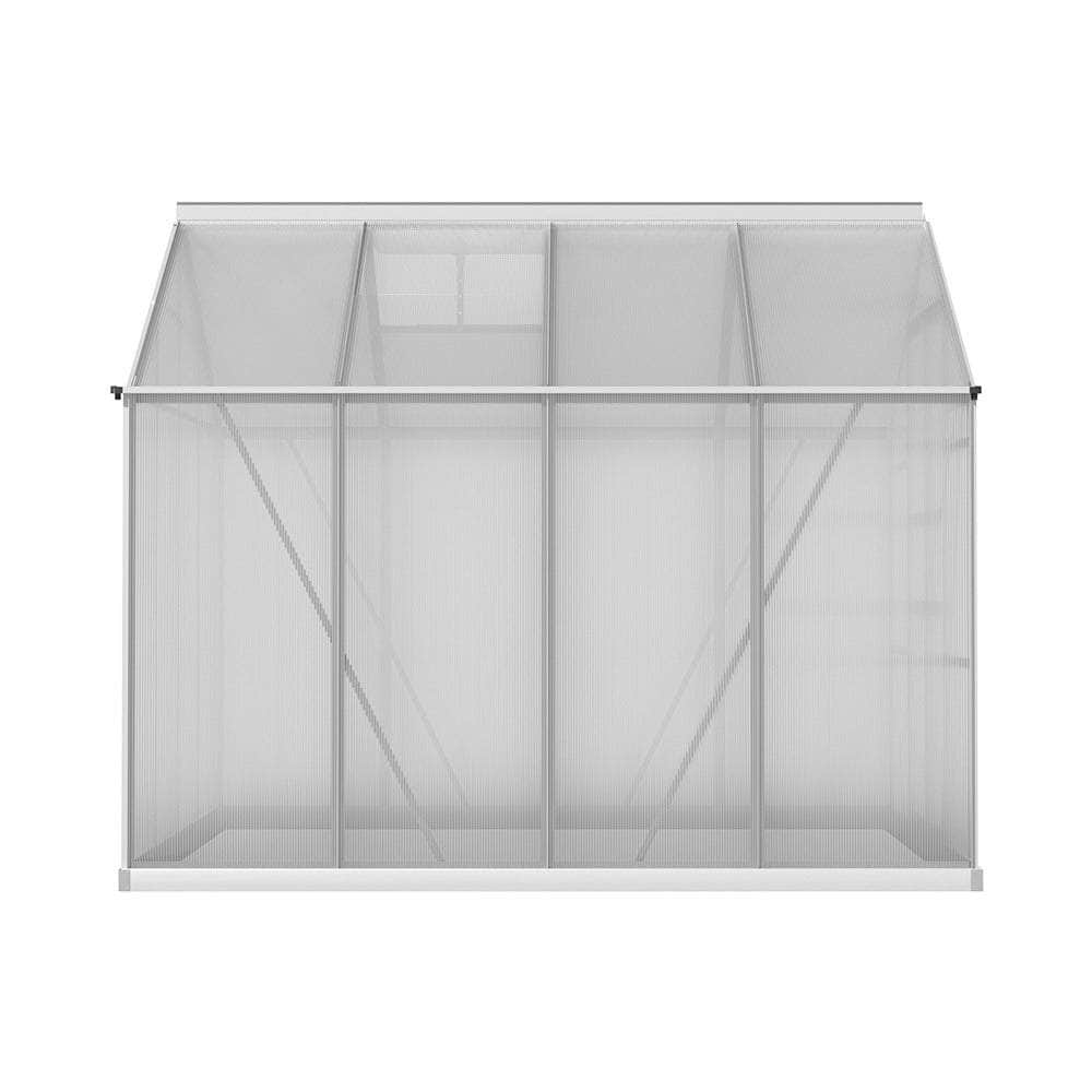 Greenhouse 2.42x2.5x2.26M Aluminium Double Doors Green House Garden Shed | Green colour