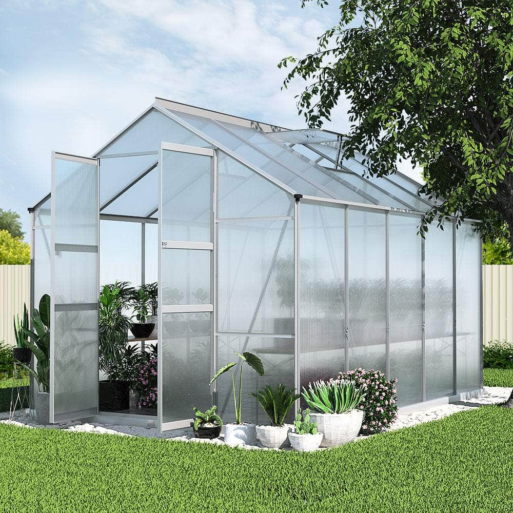 Greenhouse 3x2.5x2.26M Double Doors Aluminium Green House Garden Shed