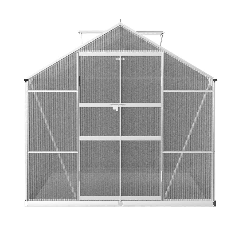 Greenhouse 3x2.5x2.26M Double Doors Aluminium Green House Garden Shed