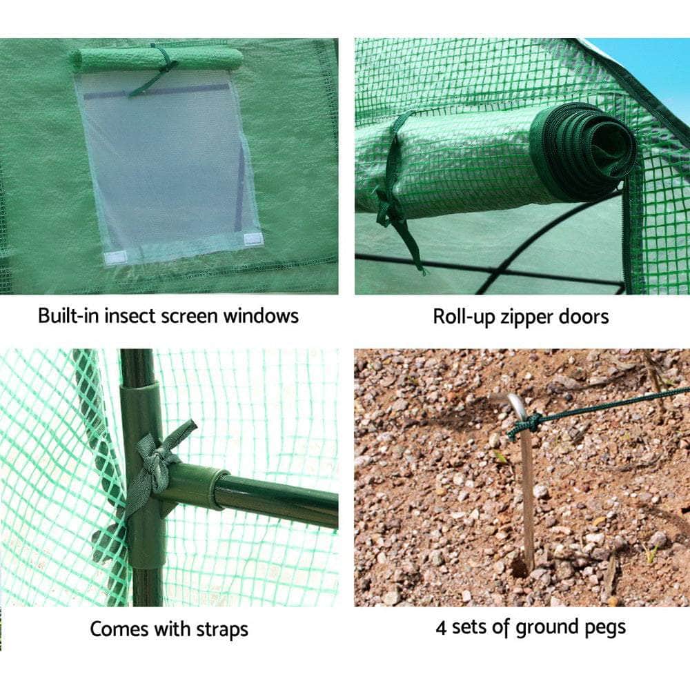 Greenhouse 3x2x2M Walk in Green House Tunnel Plant Garden Shed Dome