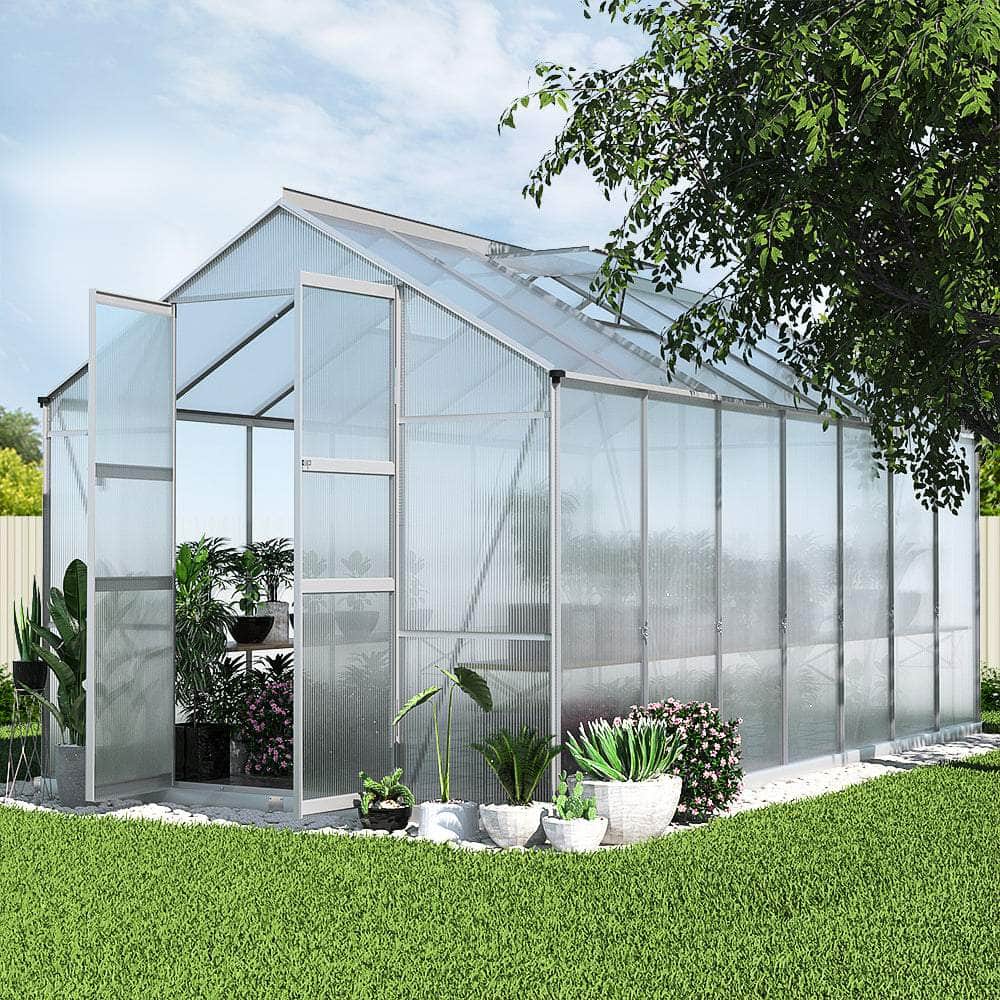 Greenhouse 4.1X2.5X2.26M Double Doors Aluminium Green House Garden Shed