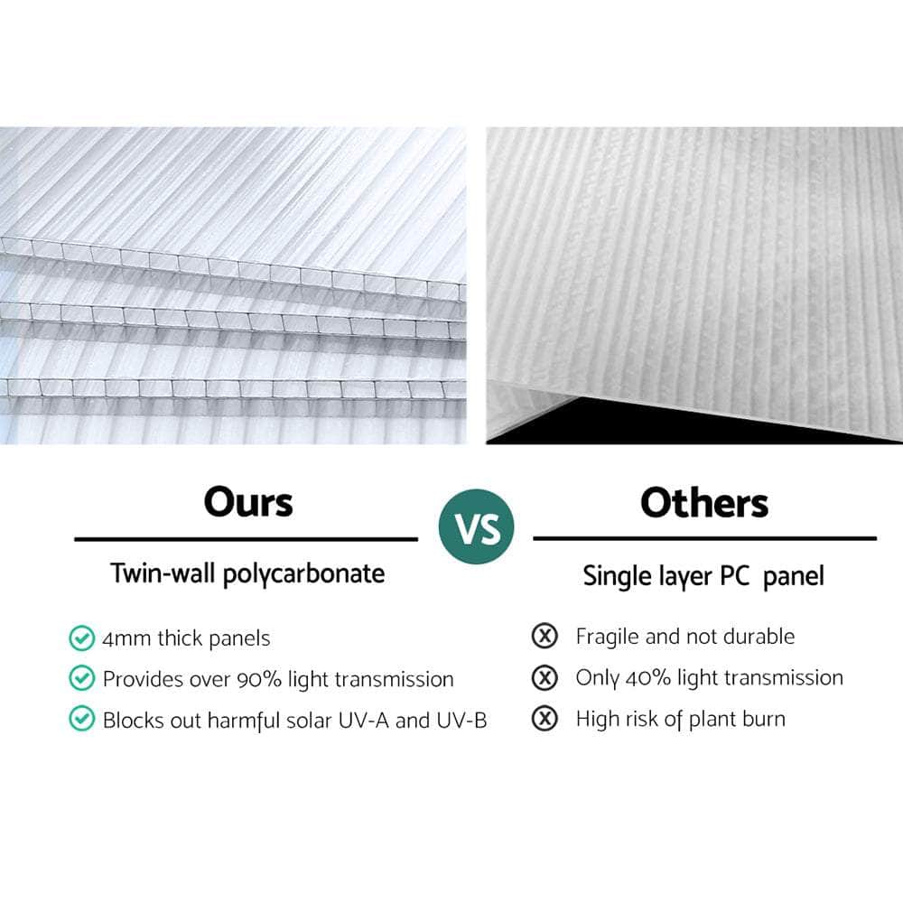 Greenhouse 4.2x2.5x1.95M Aluminium Polycarbonate Green House Garden Shed