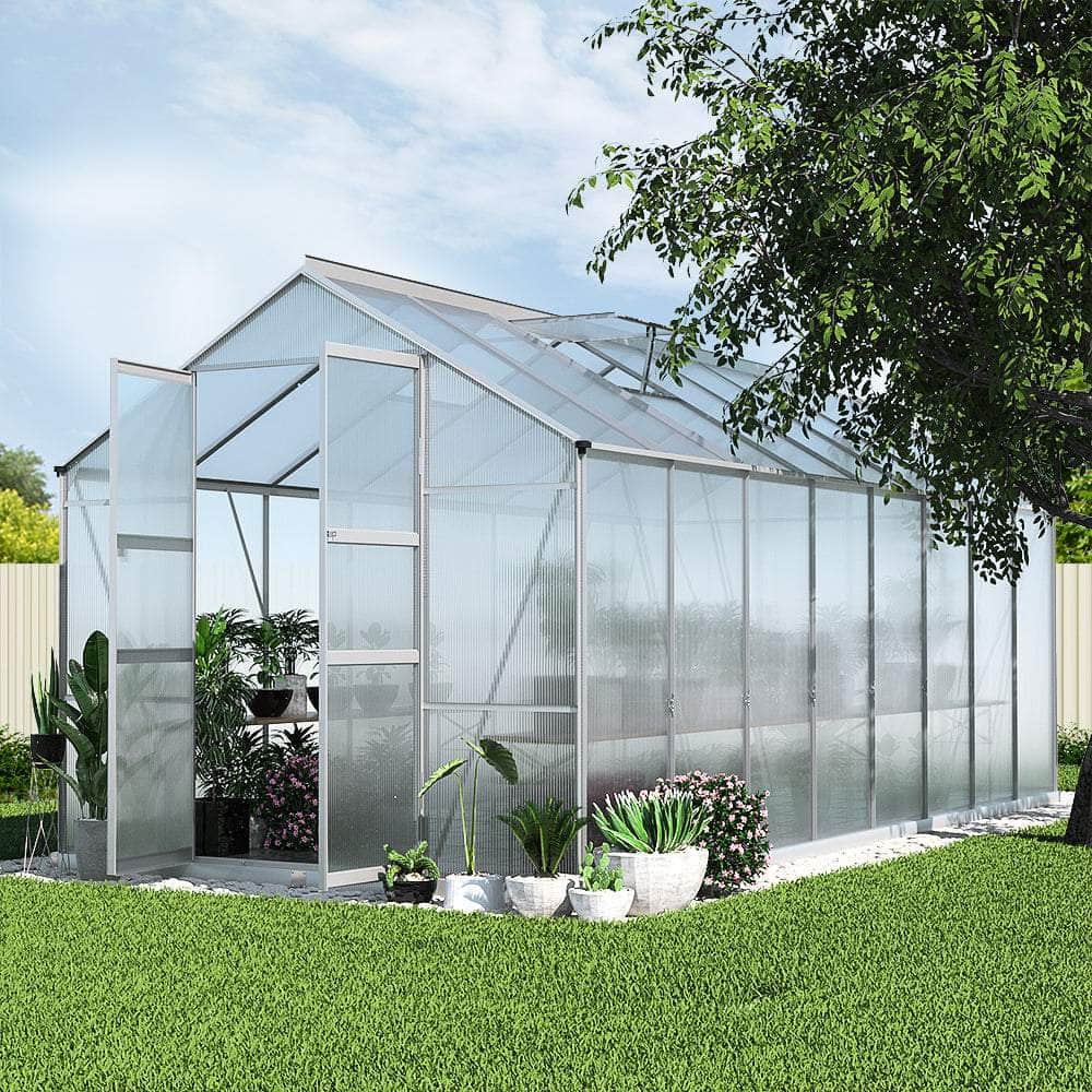 Greenhouse 4.7x2.5x2.26M Double Doors Aluminium Green House Garden Shed