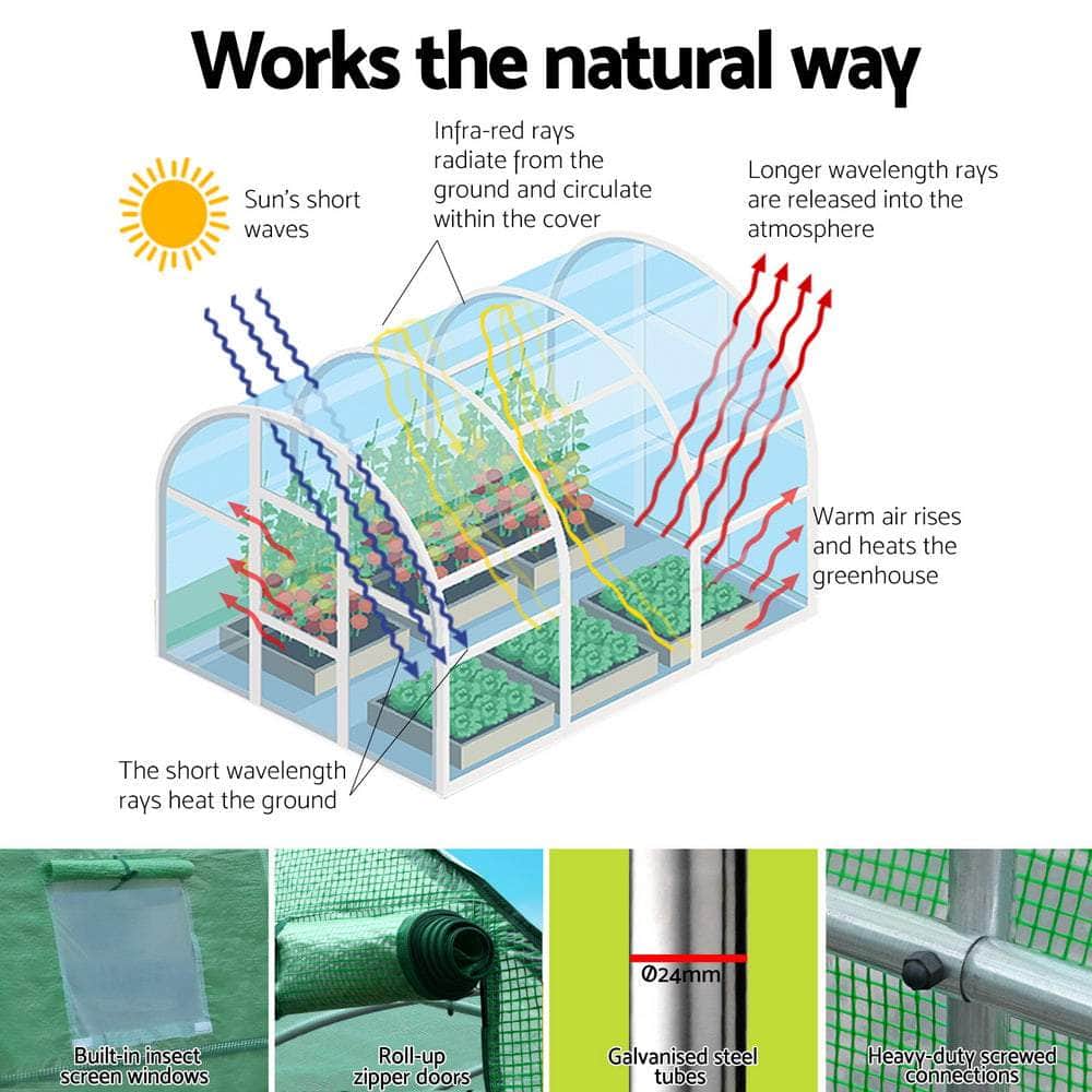 Greenhouse 6X4X2M Walk In Green House Tunnel Plant Garden Shed Dome