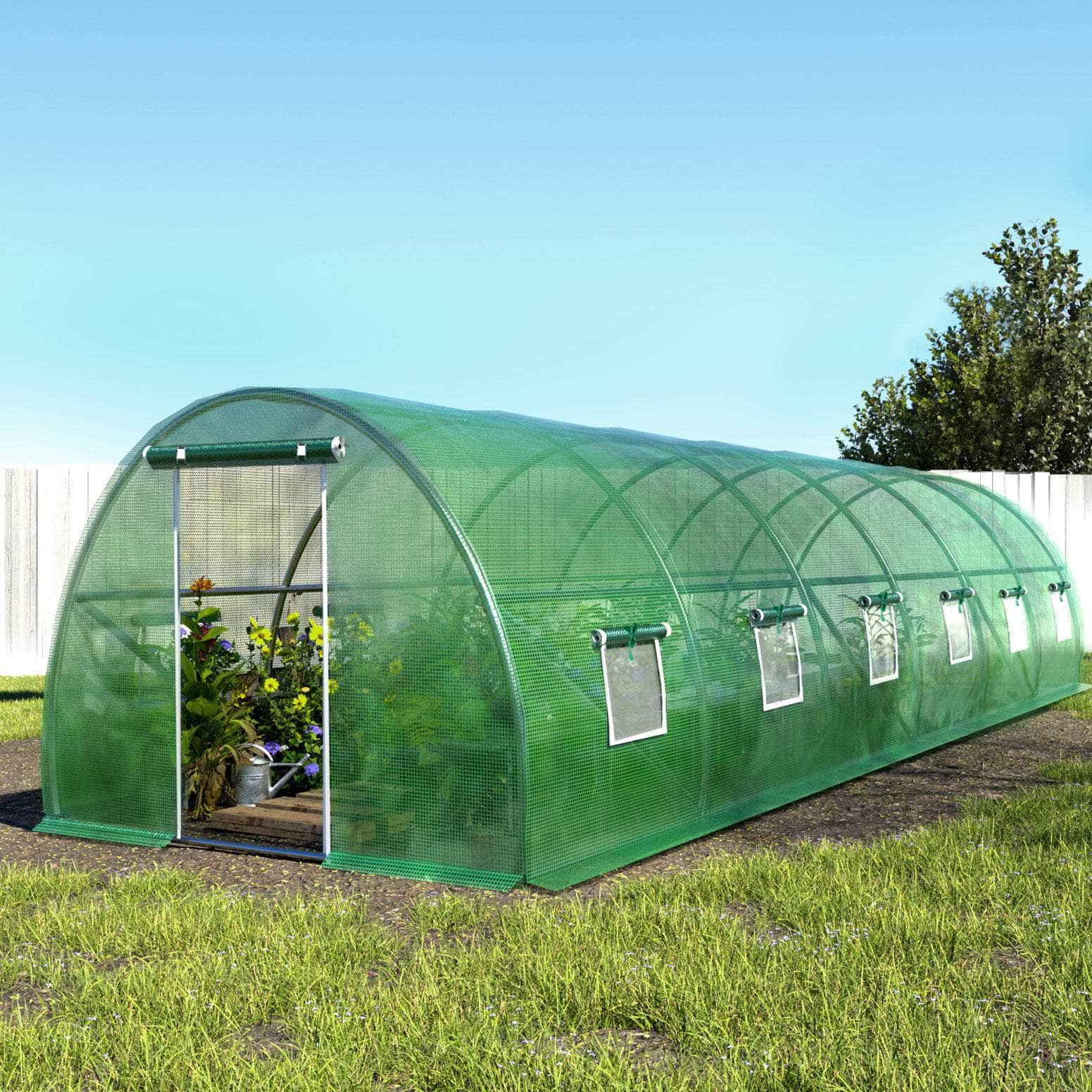Greenhouse 9x3x2M Walk in Green House Tunnel Plant Garden Shed Dome