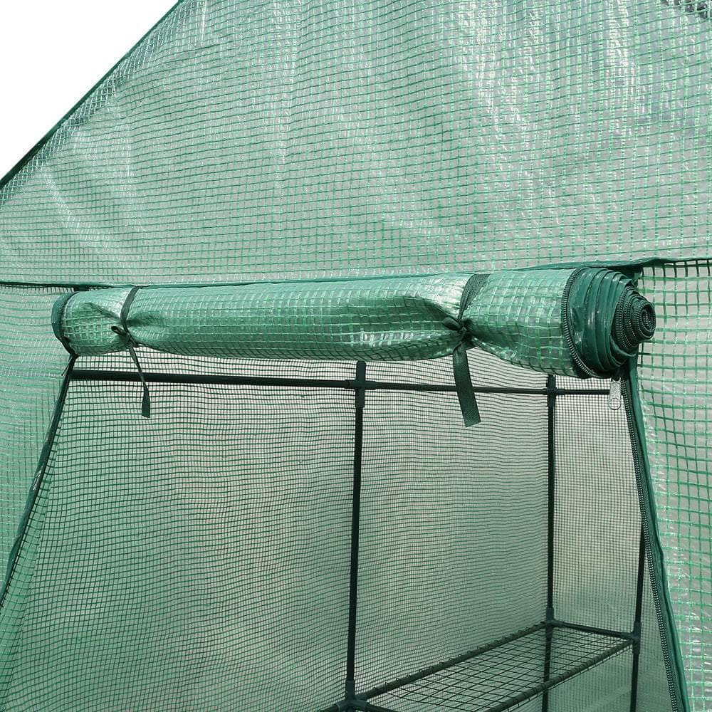Greenhouse Tunnel - Walk-In Garden Shed with 4 Shelves 1.2x1.9x1.9m
