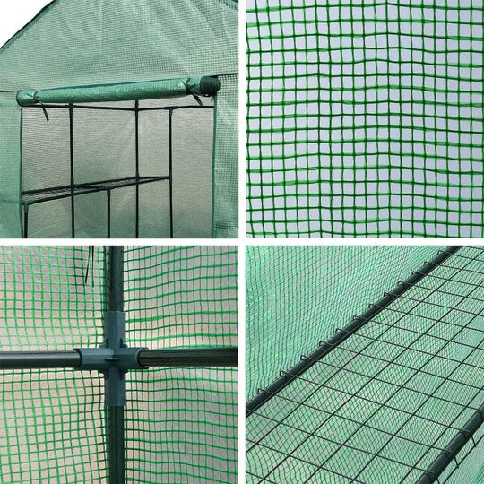 Greenhouse Tunnel - Walk-In Garden Shed with 8 Shelves 1.4x1.55x2m | Greenhouses & Accessories - photo 6