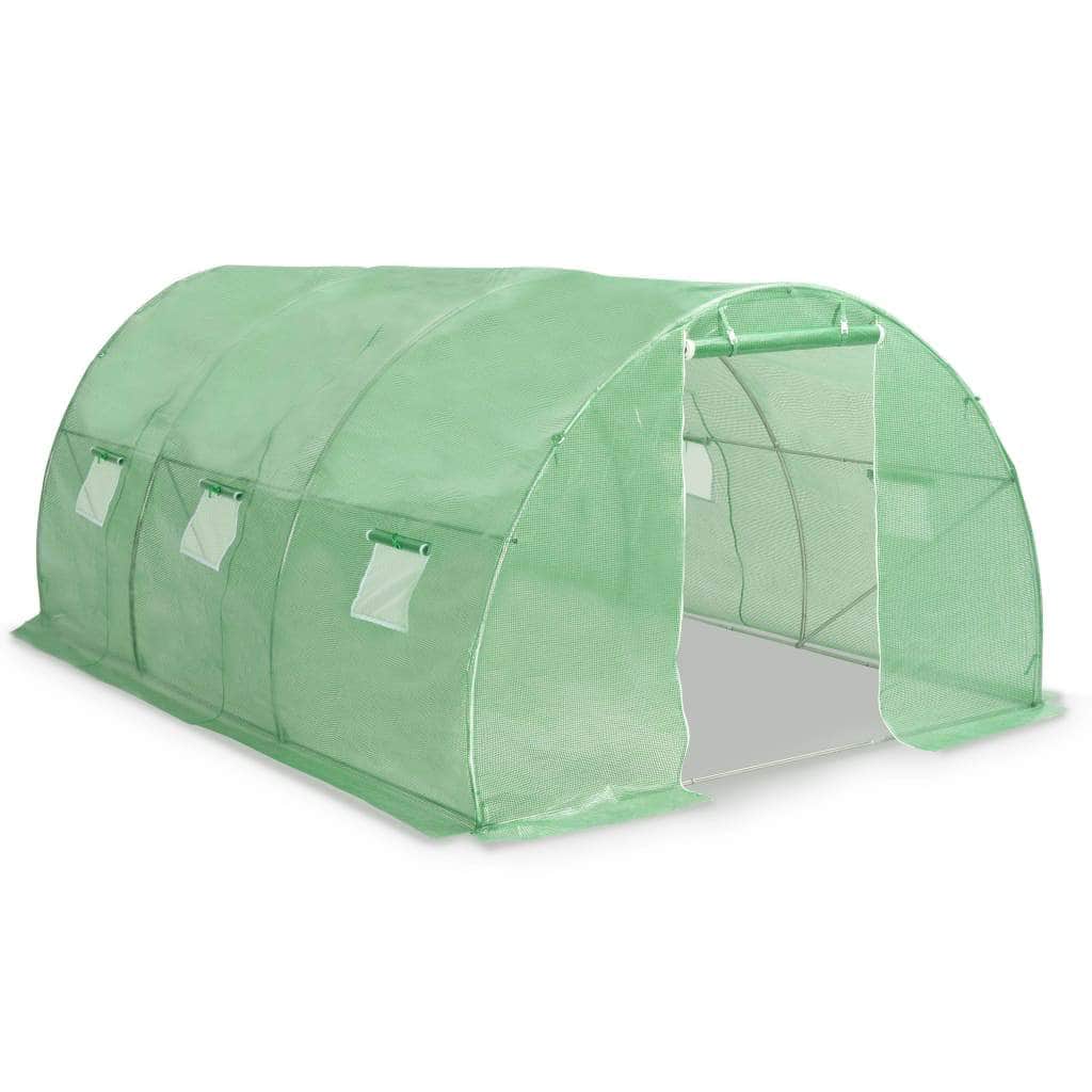 Greenhouse with Steel Foundation - Green
