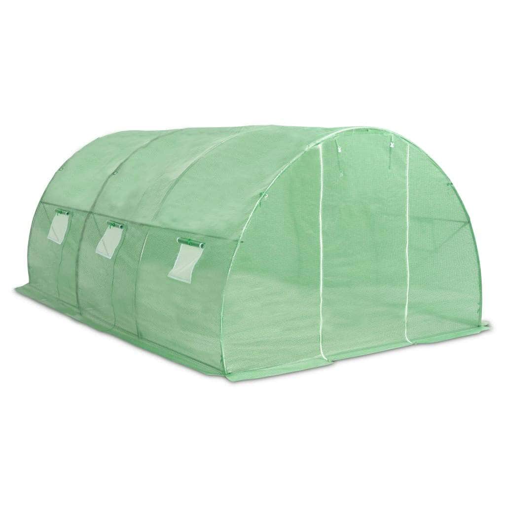 Greenhouse with Steel Foundation - Green