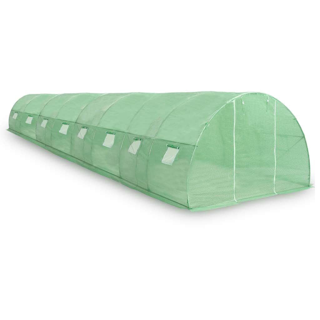 Greenhouse with Steel Foundation, Green/White