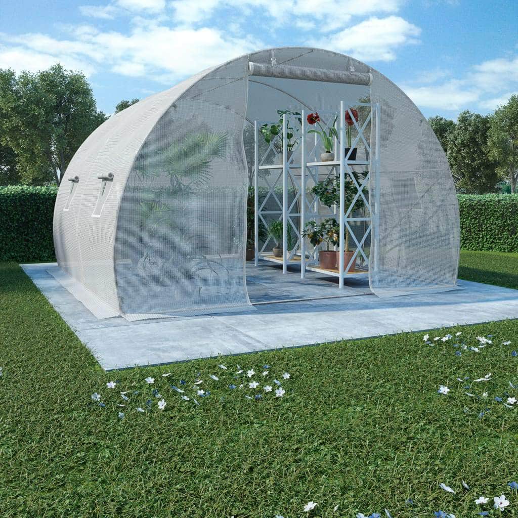 Greenhouse with Steel Foundation - White
