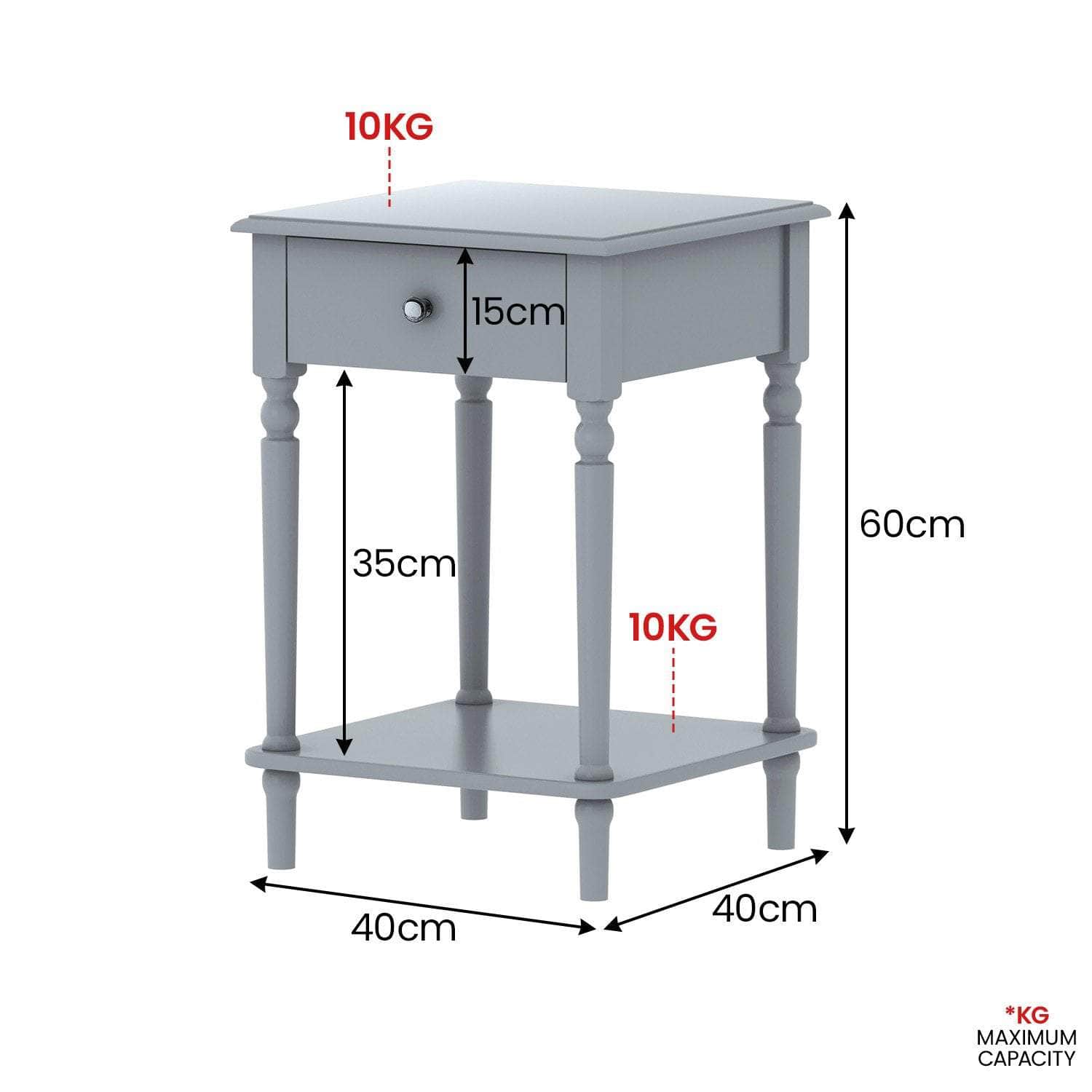 Grey Bedside Table with Convenient Drawer