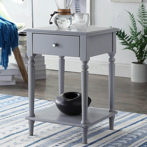 Grey Bedside Table with Convenient Drawer