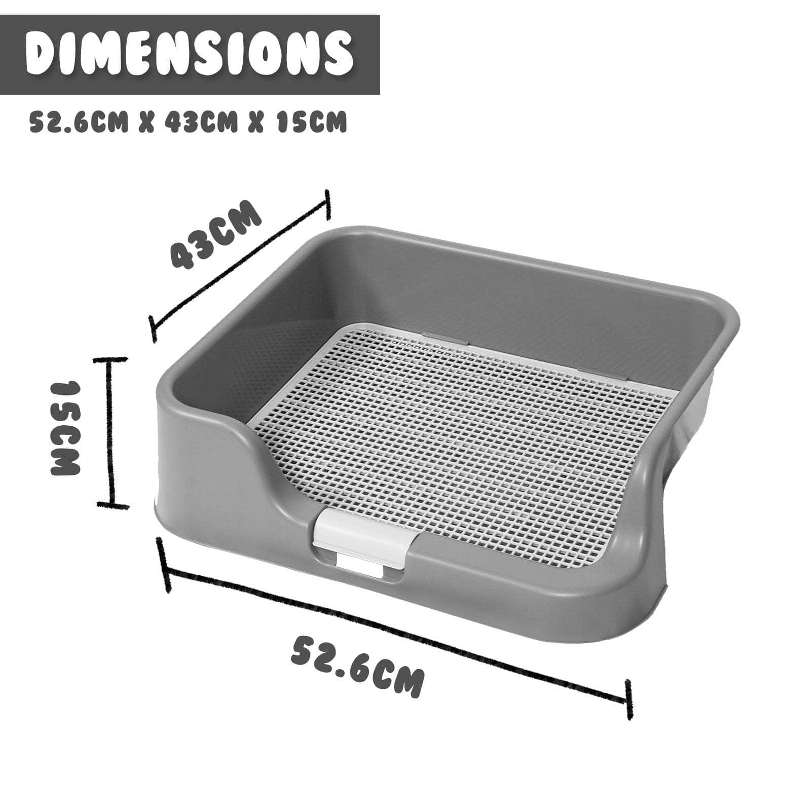 Grey Dog Potty Tray Training Toilet with Raised Walls