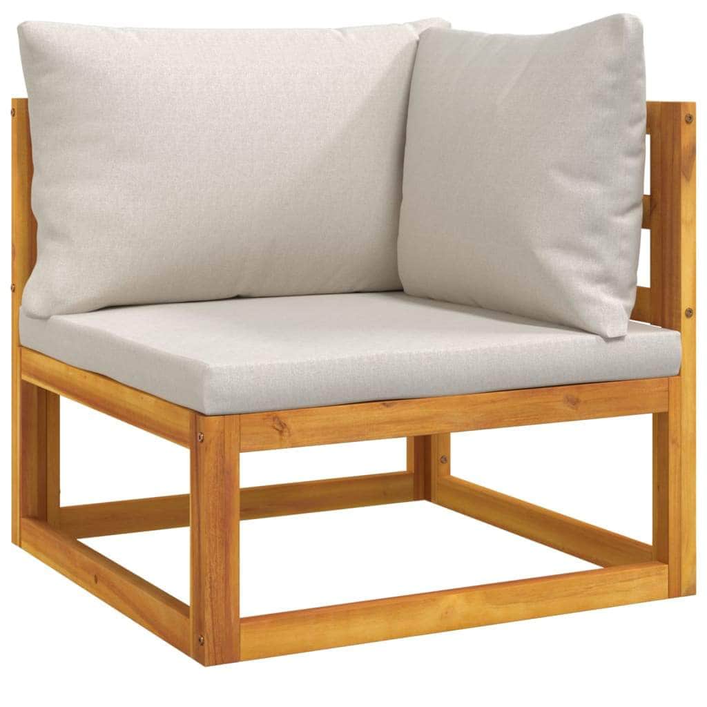 Grey Garden Octet: 8-Piece Solid Wood Lounge Ensemble with Light Cushions