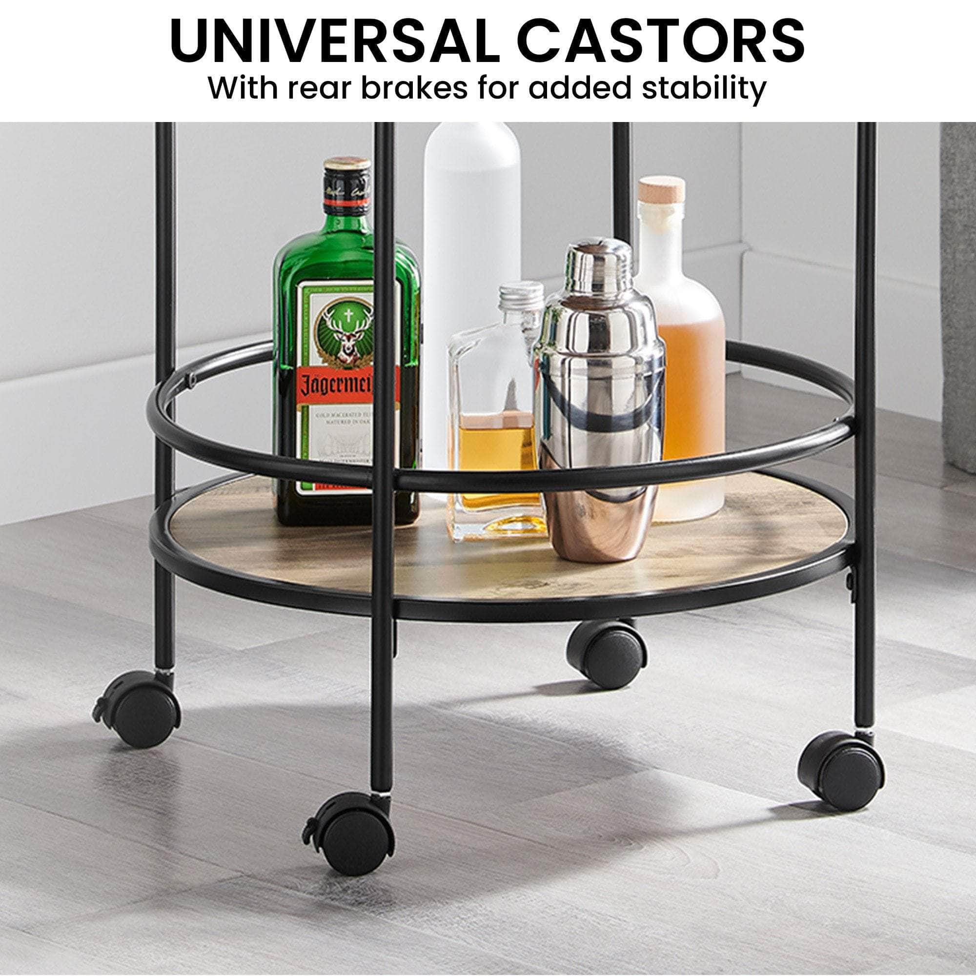 Grey Oak Mini Bar Cart Caddy, Grey colour