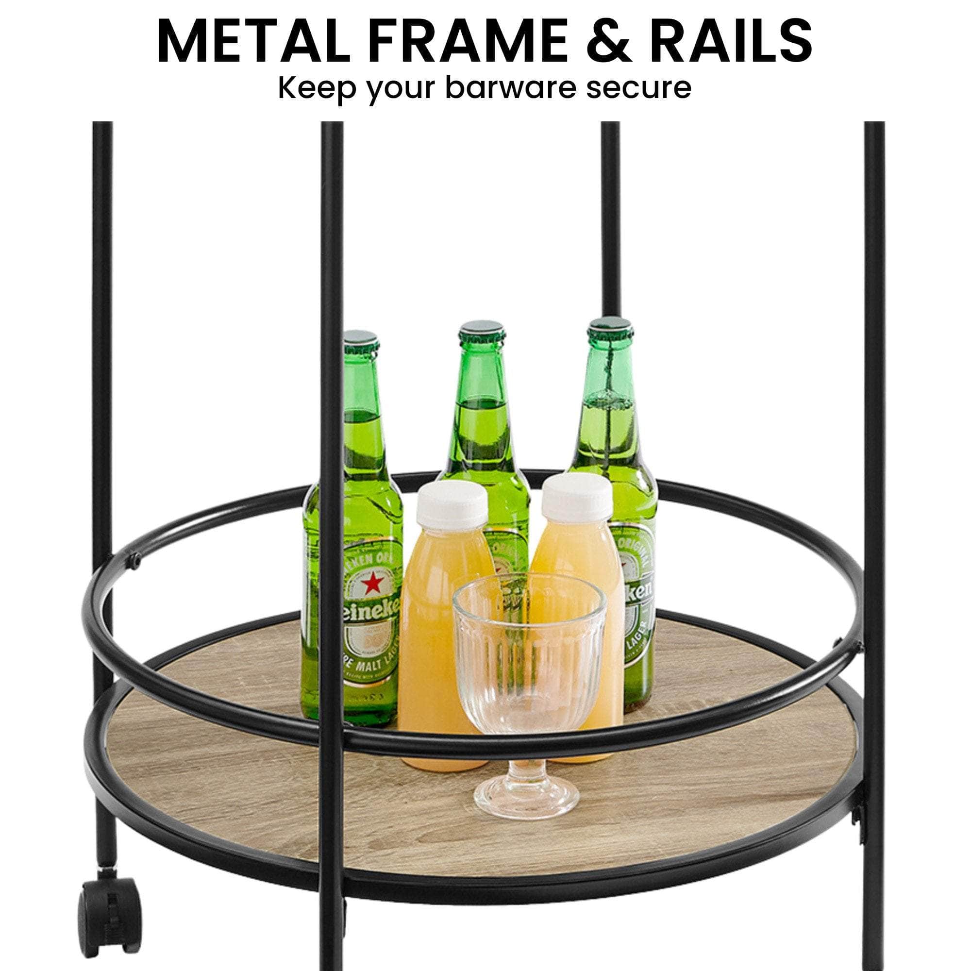 Grey Oak Mini Bar Cart Caddy | Grey colour
