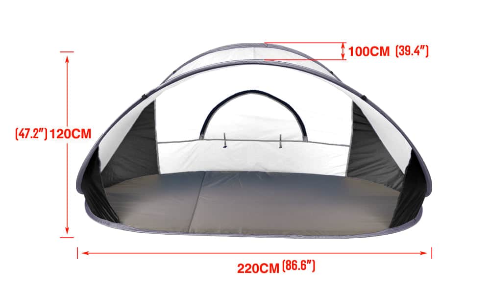 Grey Pop-Up Camping Tent Portable Beach Hiking Sun Shade Shelter