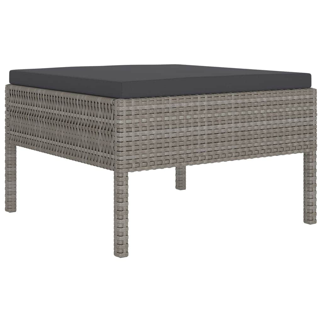 Grey Rattan Retreat: 6-Piece Garden Lounge Set with Plush Cushions