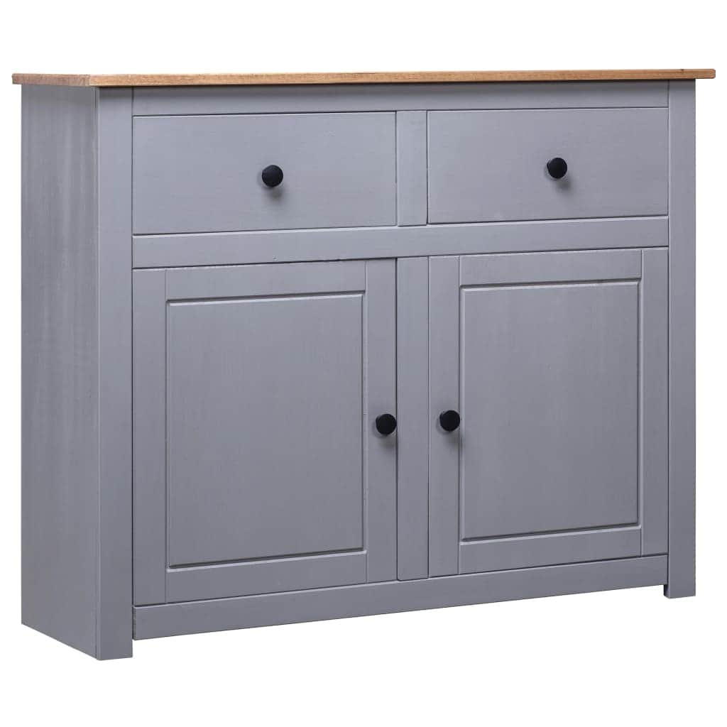 Grey Solid Pinewood Sideboard 93x40x80cm Storage Cabinet Home Use