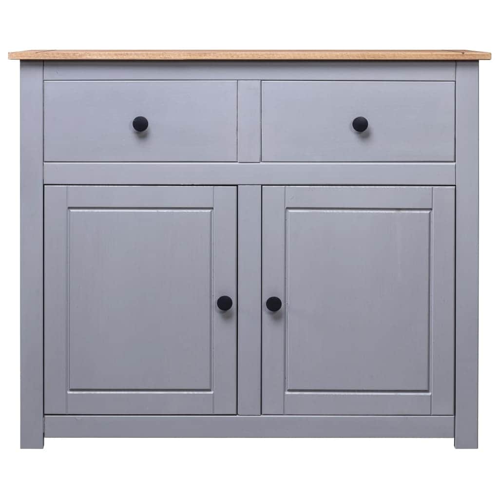 Grey Solid Pinewood Sideboard 93x40x80cm Storage Cabinet Home Use
