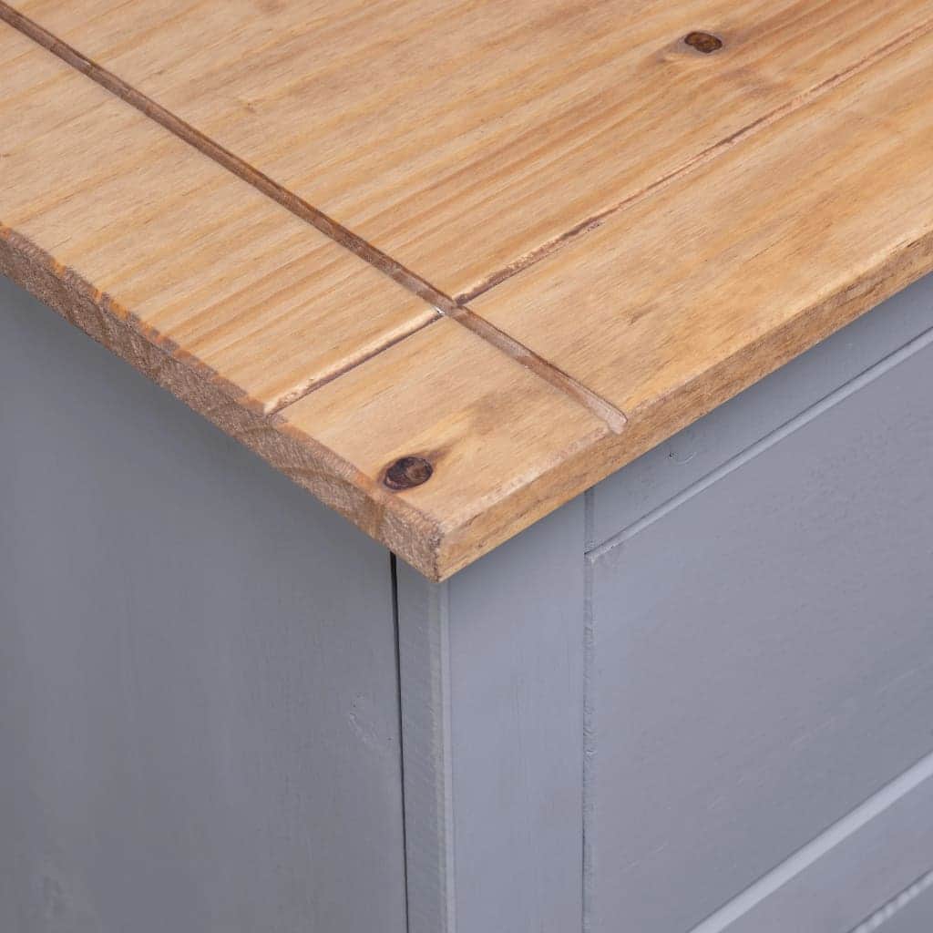 Grey Solid Pinewood Sideboard 93x40x80cm Storage Cabinet Home Use
