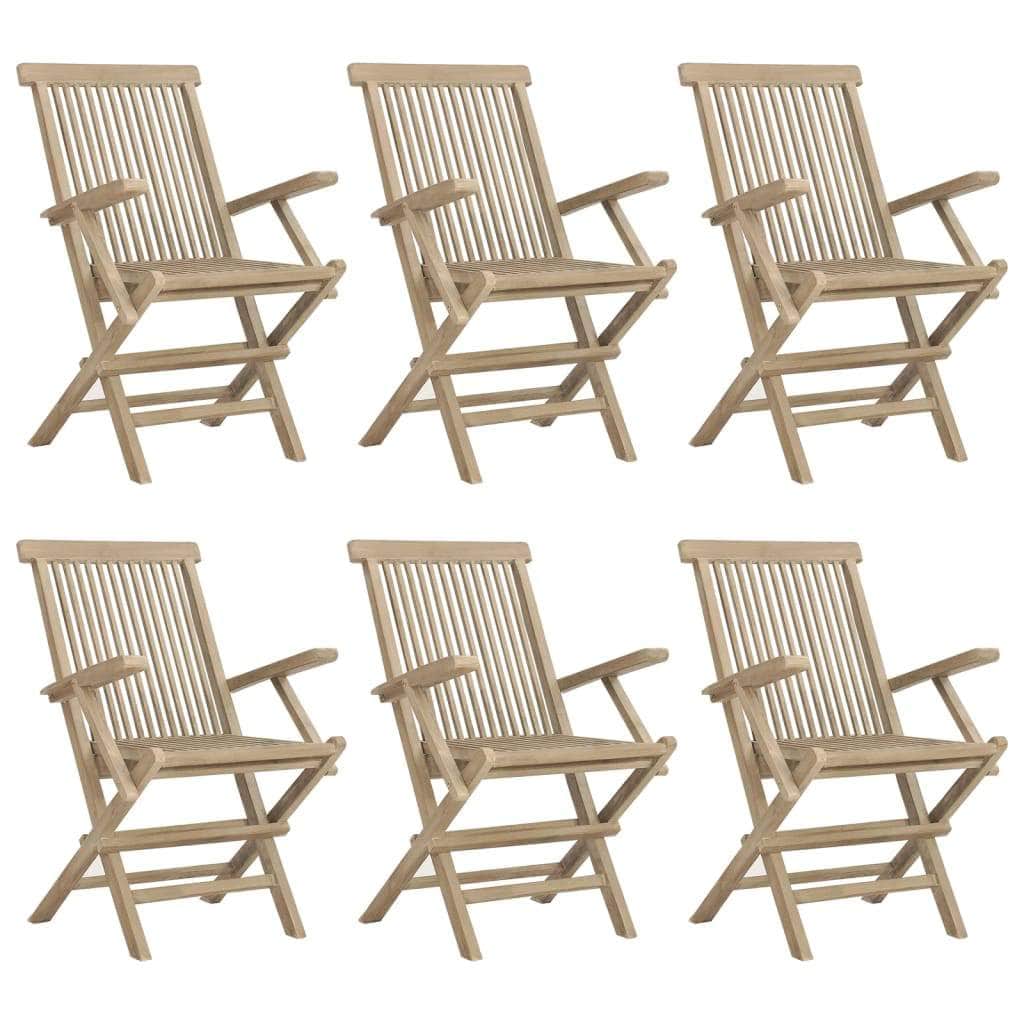 Grey Teak Grandeur: 7-Piece Solid Wood Garden Dining Set