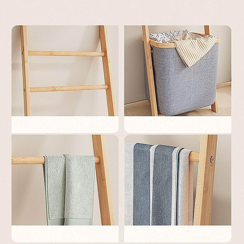 Grey Wall Leaning Shelf With Laundry Hamper, Grey colour