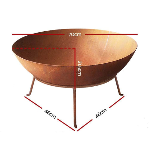 Fire Pit Cast Iron Rustic 70Cm