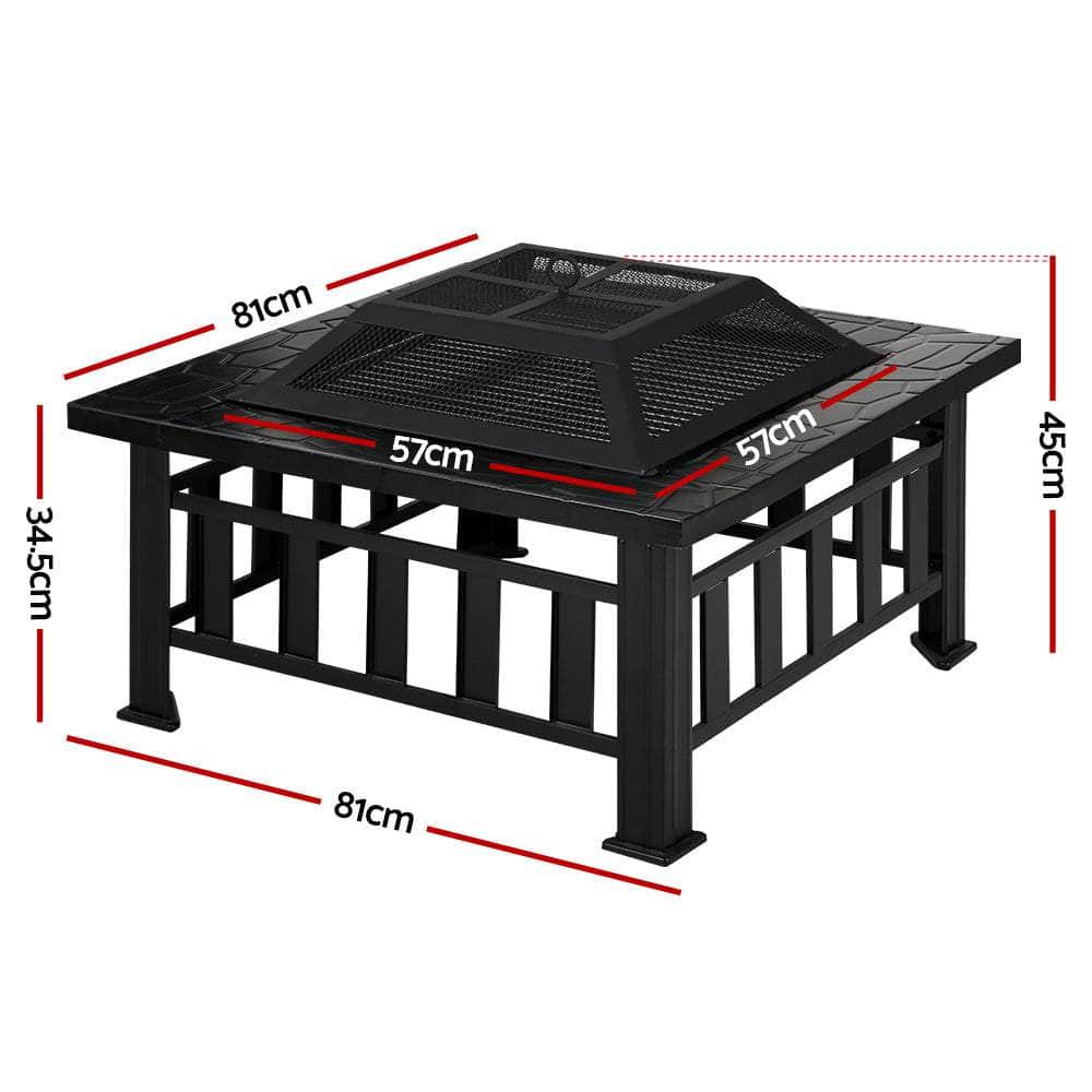 Grillz Outdoor Fire Pit BBQ Table Grill Fireplace Stone Pattern