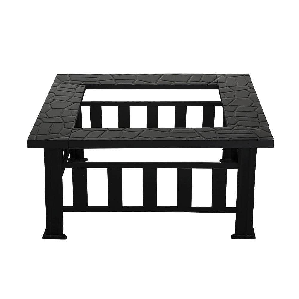 Grillz Outdoor Fire Pit BBQ Table Grill Fireplace Stone Pattern