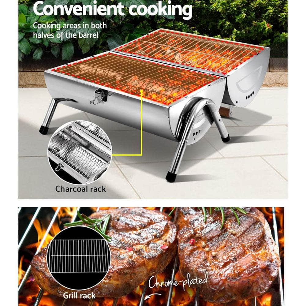 Grillz Portable BBQ Outdoor Camping Charcoal Barbeque Smoker Foldable